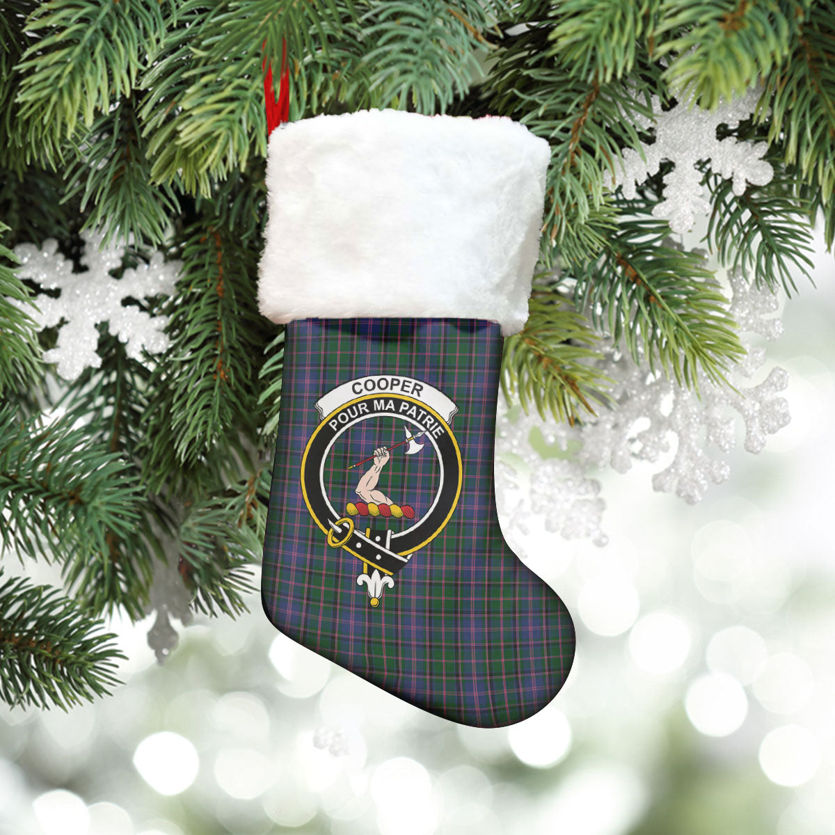 Clan Cooper Tartan Crest Christmas Stocking BU72 Cooper Tartan Tartan Stocking   