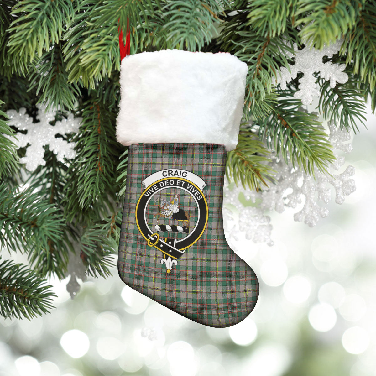 Clan Craig Ancient Tartan Crest Christmas Stocking DM65 Craig Ancient Tartan Tartan Stocking   