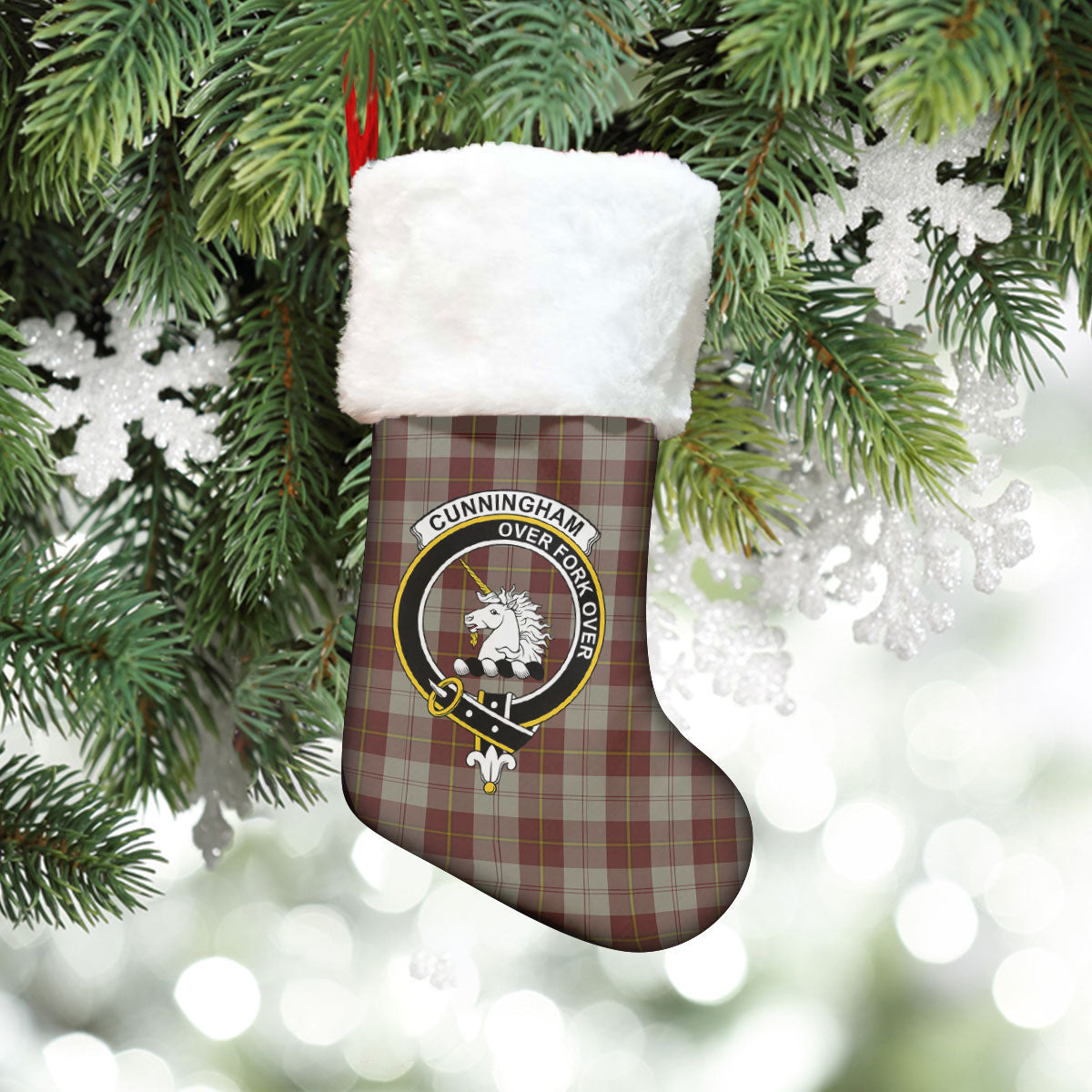 Clan Cunningham Burgundy Dancers Tartan Crest Christmas Stocking LX91 Cunningham Burgundy Dancers Tartan Tartan Stocking   