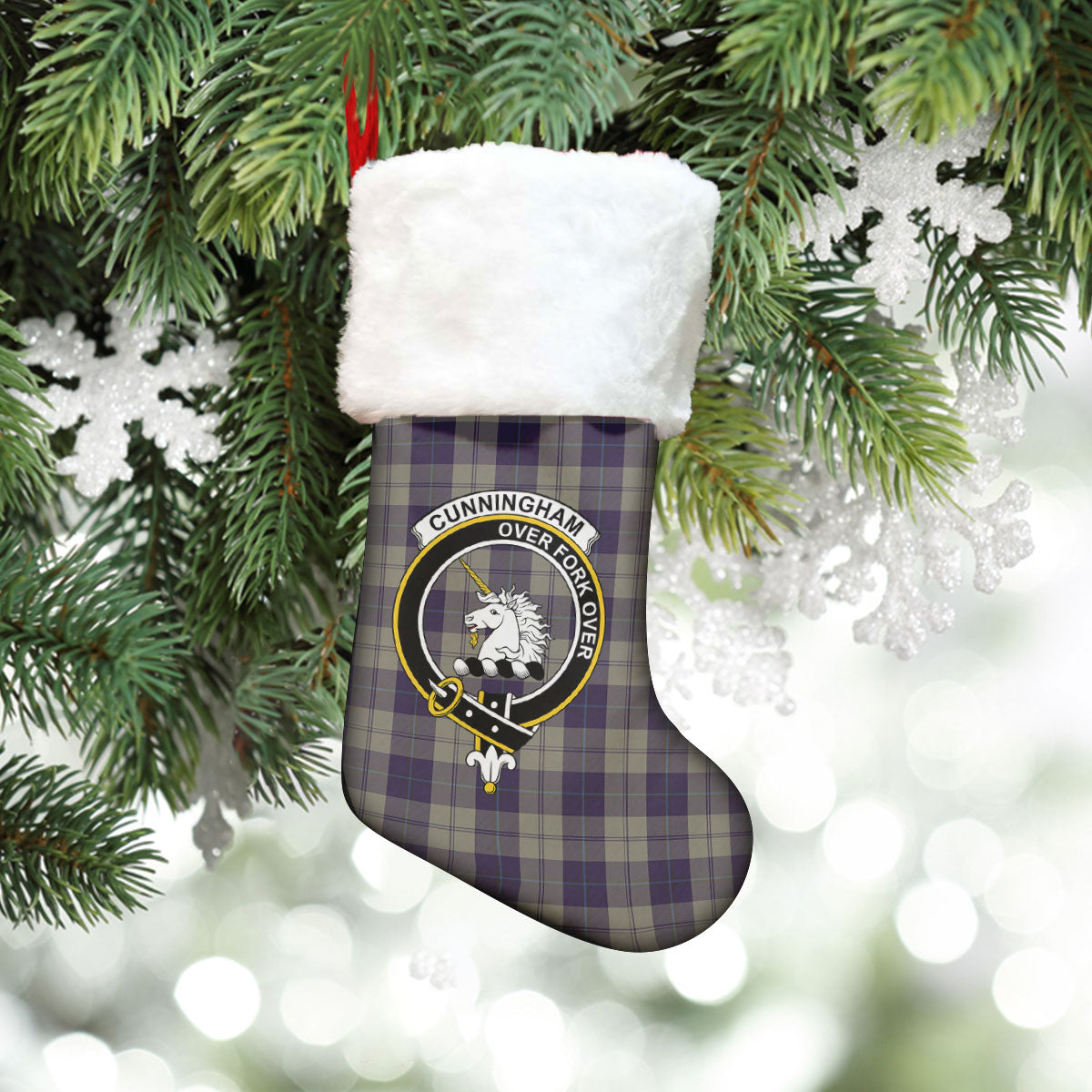 Clan Cunningham Dress Blue Dancers Tartan Crest Christmas Stocking RV50 Cunningham Dress Blue Dancers Tartan Tartan Stocking   