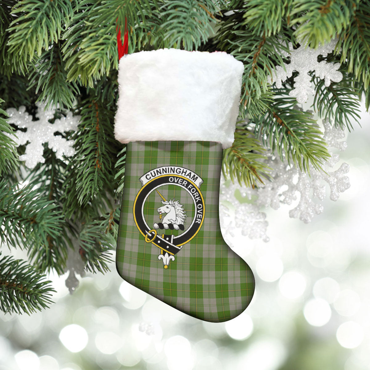 Clan Cunningham Dress Green Dancers Tartan Crest Christmas Stocking EJ69 Cunningham Dress Green Dancers Tartan Tartan Stocking   