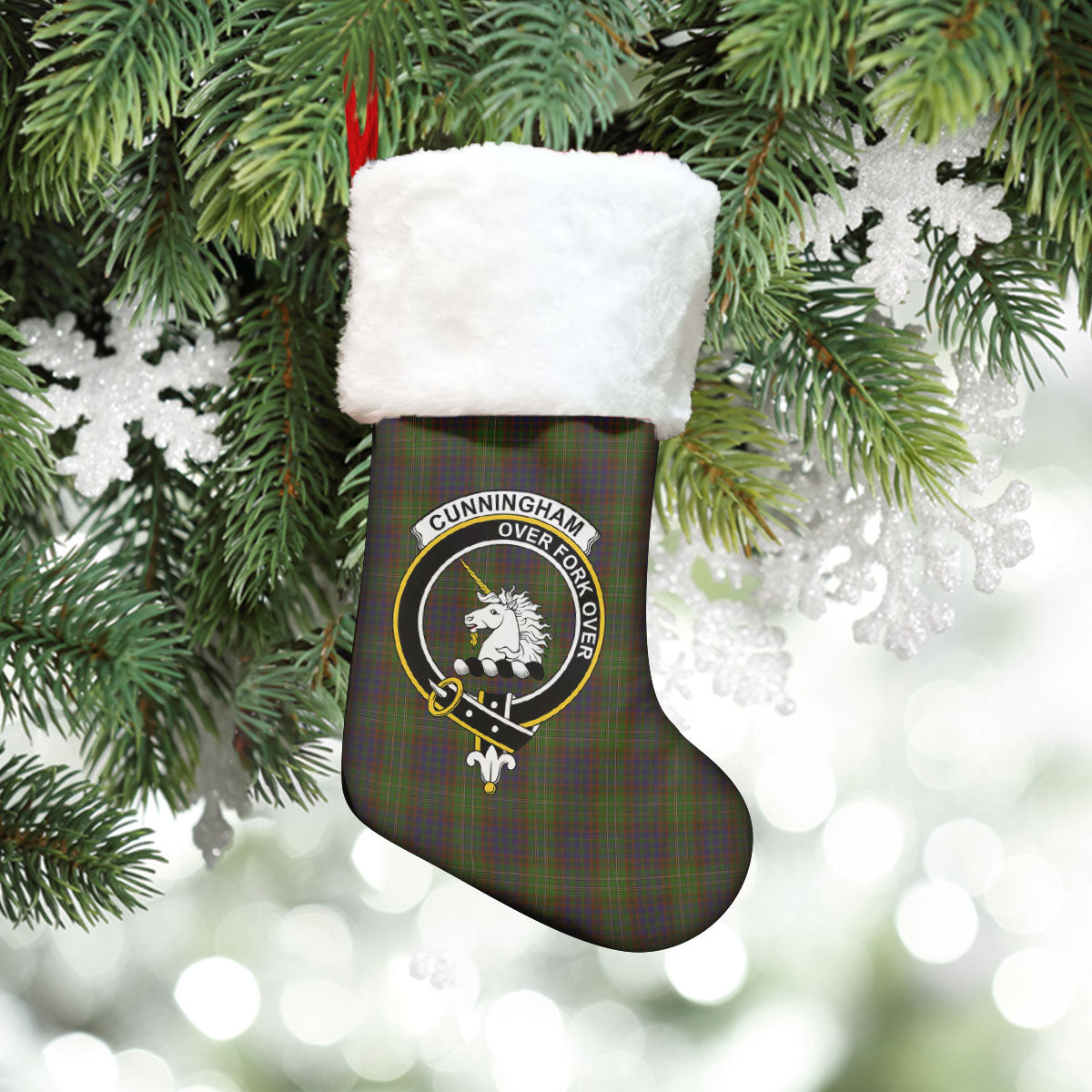 Clan Cunningham Hunting Modern Tartan Crest Christmas Stocking OV21 Cunningham Hunting Modern Tartan Tartan Stocking   