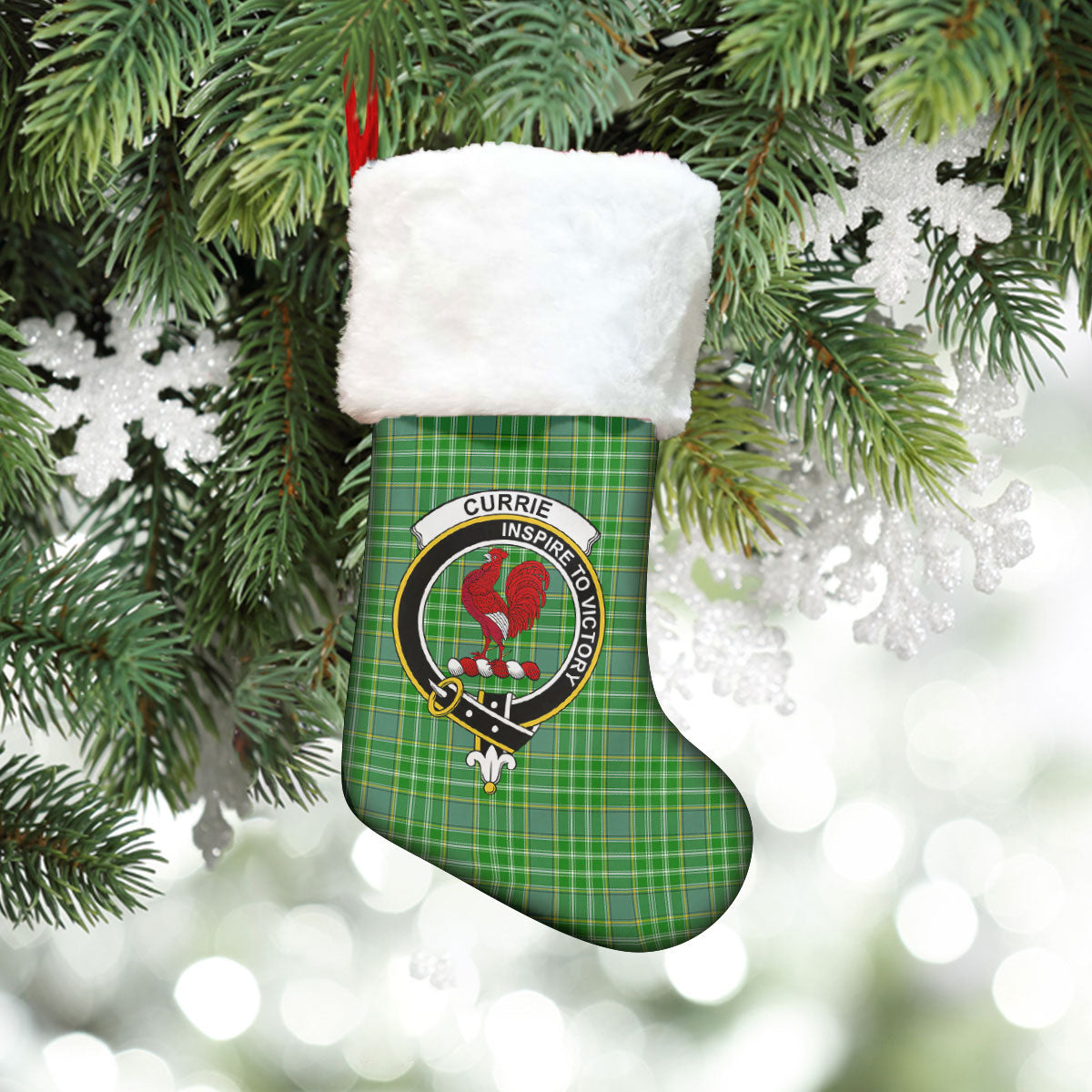 Clan Currie or Curry Tartan Crest Christmas Stocking JQ16 Currie or Curry Tartan Tartan Stocking   