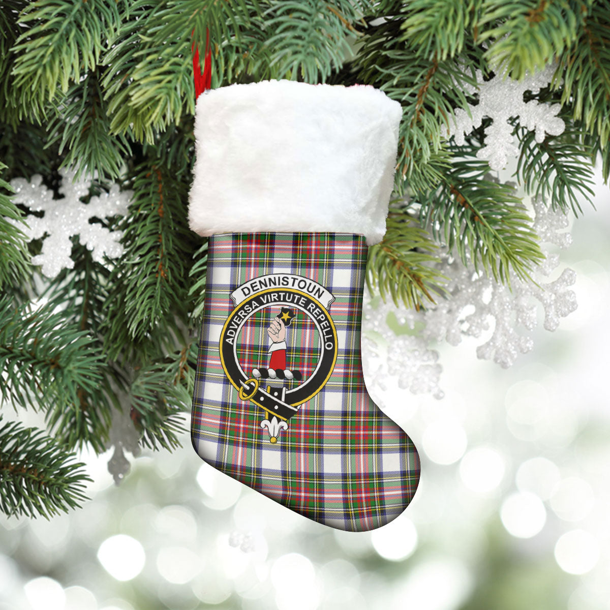 Clan Dennistoun Tartan Crest Christmas Stocking JJ18 Dennistoun Tartan Tartan Stocking   