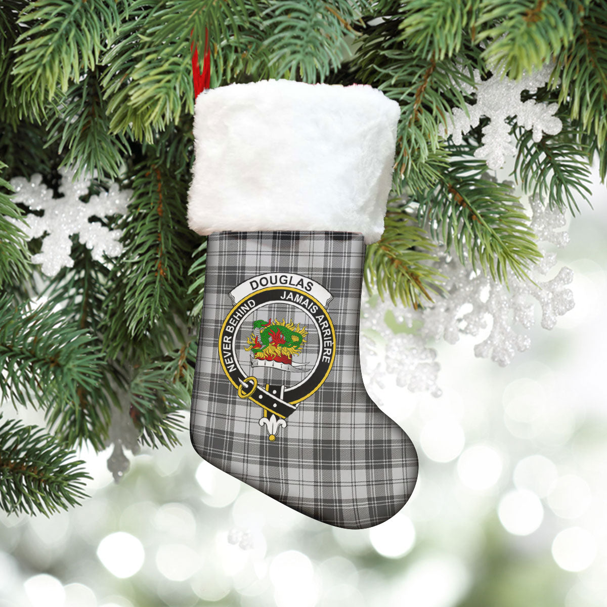 Clan Douglas Grey Modern Tartan Crest Christmas Stocking OU19 Douglas Grey Modern Tartan Tartan Stocking   