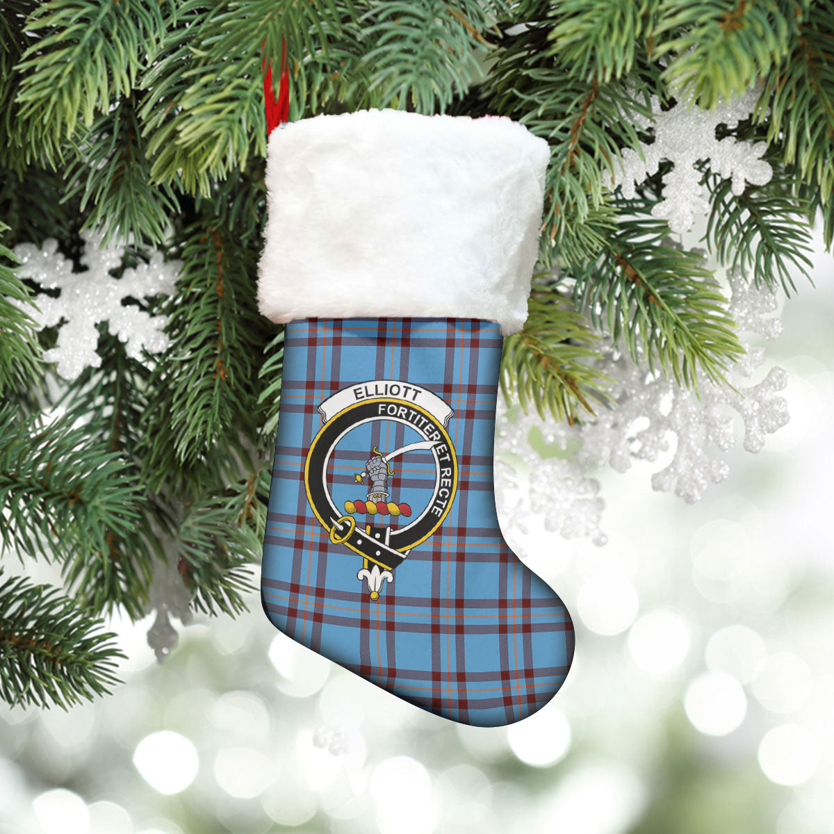 Clan Elliott Ancient Tartan Crest Christmas Stocking QC69 Elliott Ancient Tartan Tartan Stocking   