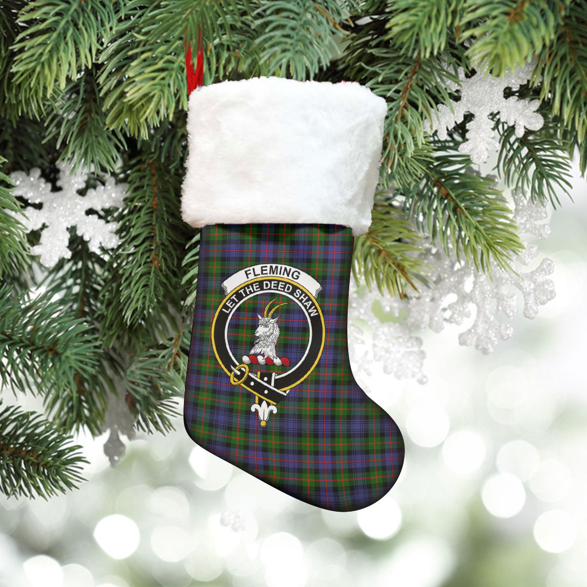 Clan Fleming Tartan Crest Christmas Stocking HF50 Fleming Tartan Tartan Stocking   