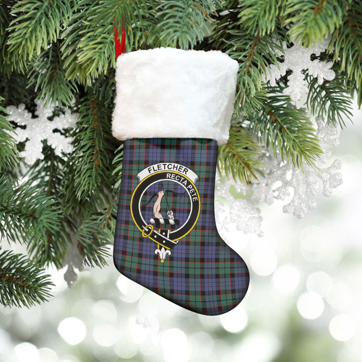 Clan Fletcher Modern Tartan Crest Christmas Stocking FL70 Fletcher Modern Tartan Tartan Stocking   