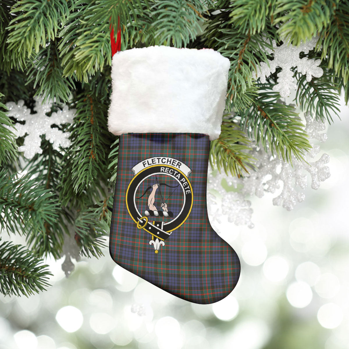 Clan Fletcher of Dunans Tartan Crest Christmas Stocking XA64 Fletcher of Dunans Tartan Tartan Stocking   