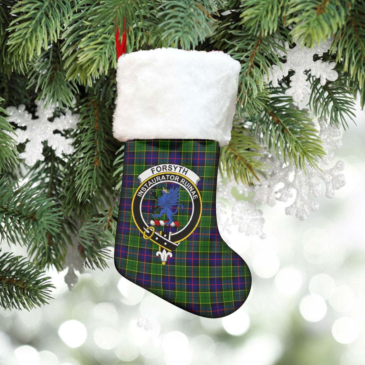 Clan Forsyth Modern Tartan Crest Christmas Stocking TZ10 Forsyth Modern Tartan Tartan Stocking   