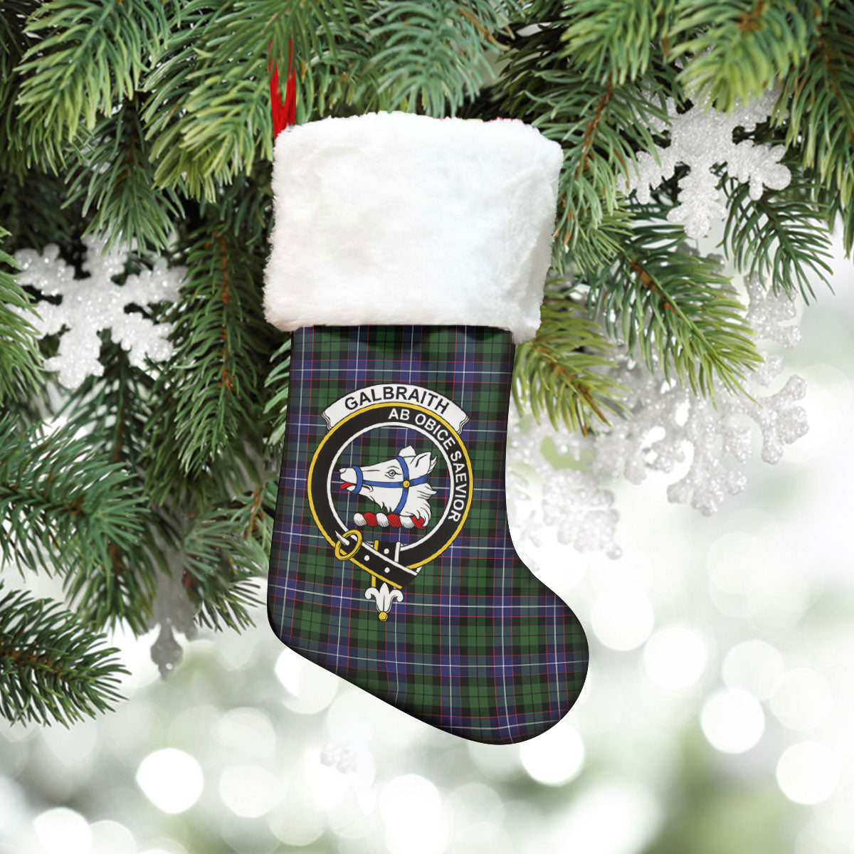 Clan Galbraith Modern Tartan Crest Christmas Stocking QR58 Galbraith Modern Tartan Tartan Stocking   