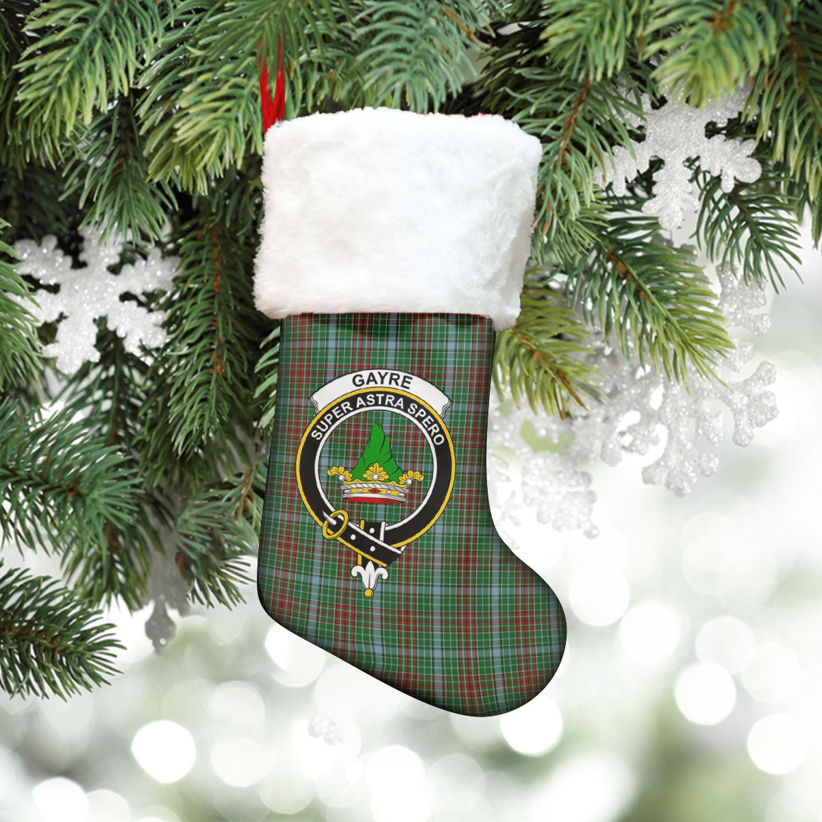 Clan Gayre Tartan Crest Christmas Stocking WU50 Gayre Tartan Tartan Stocking   