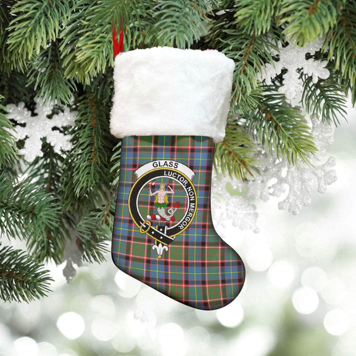 Clan Glass Tartan Crest Christmas Stocking LG67 Glass Tartan Tartan Stocking   