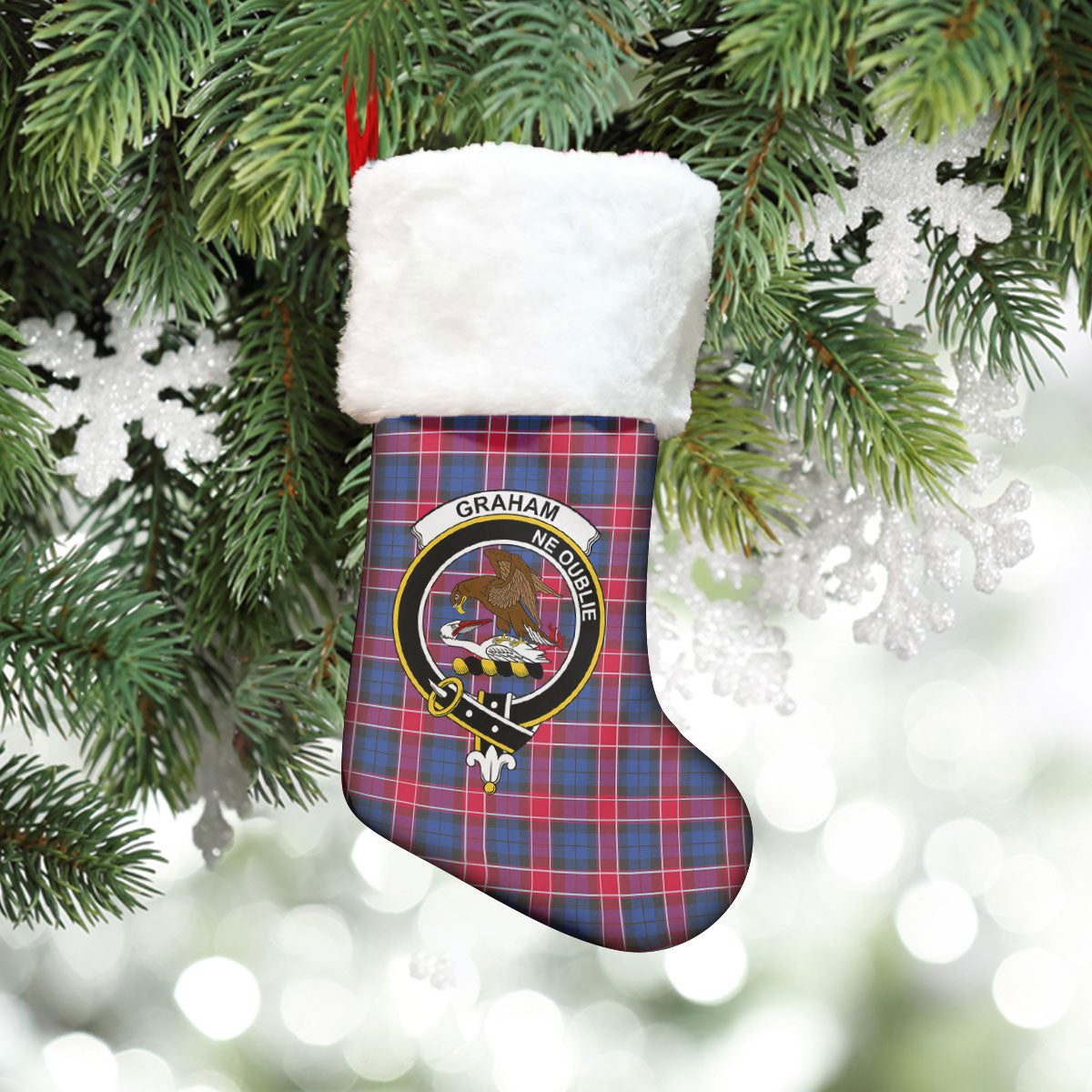 Clan Graham of Menteith Red Tartan Crest Christmas Stocking OE29 Graham of Menteith Red Tartan Tartan Stocking   