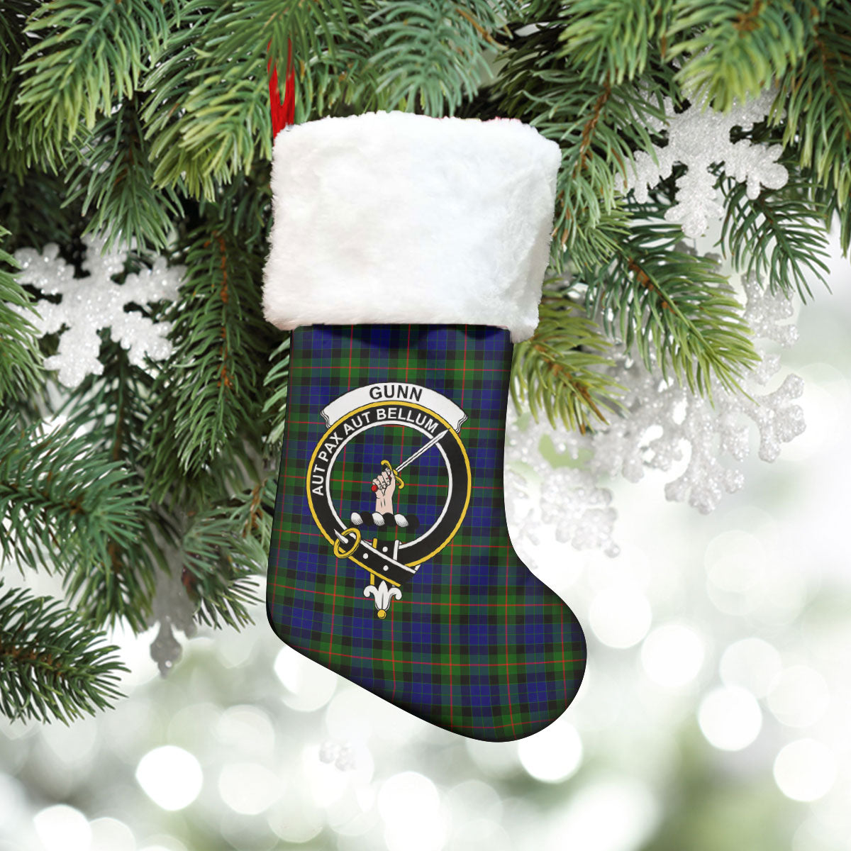 Clan Gunn Modern Tartan Crest Christmas Stocking OT83 Gunn Modern Tartan Tartan Stocking   