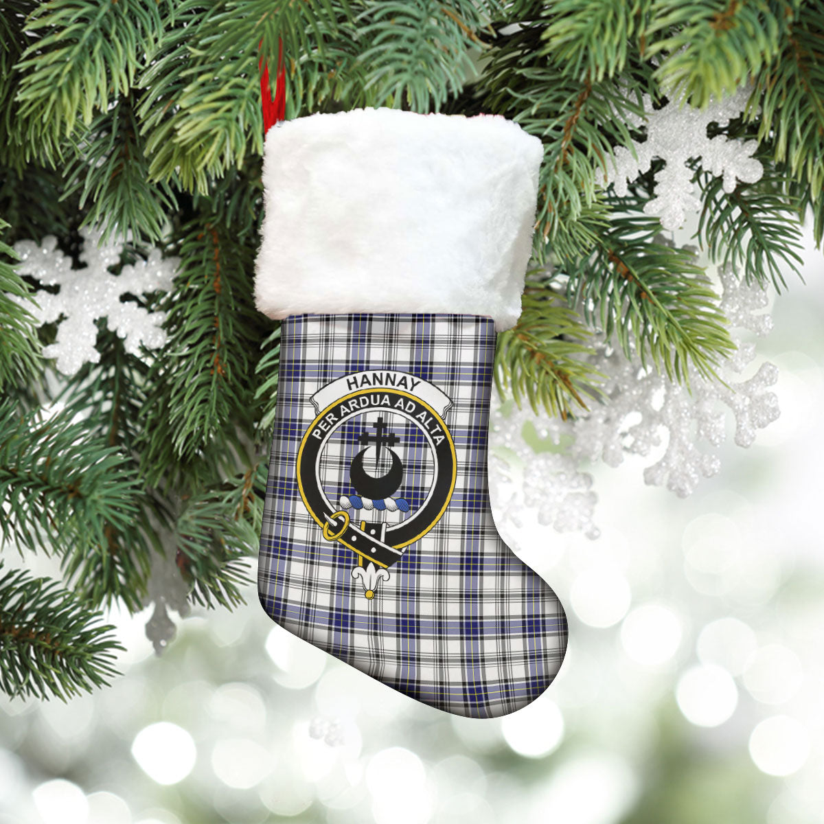 Clan Hannay Modern Tartan Crest Christmas Stocking DG56 Hannay Modern Tartan Tartan Stocking   