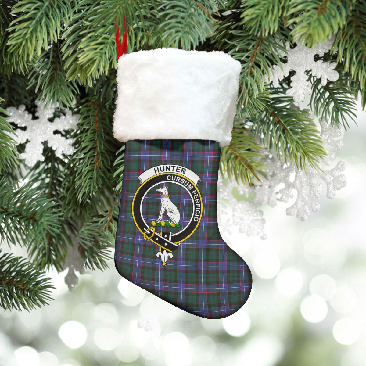 Clan Hunter Modern Tartan Crest Christmas Stocking HV29 Hunter Modern Tartan Tartan Stocking   