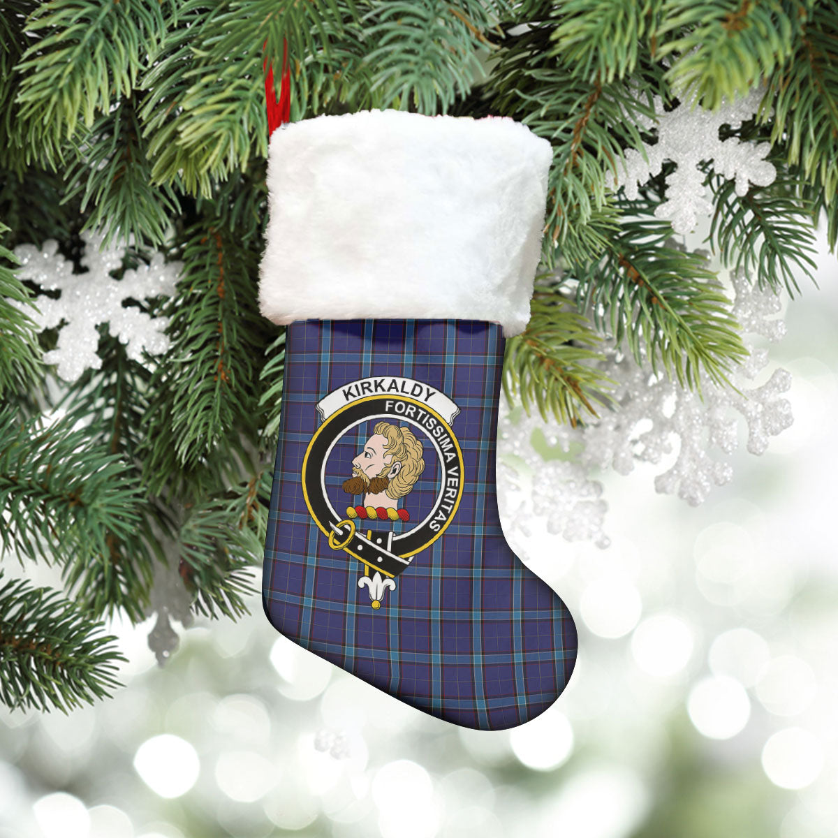 Clan Kirkaldy Tartan Crest Christmas Stocking XJ32 Kirkaldy Tartan Tartan Stocking   