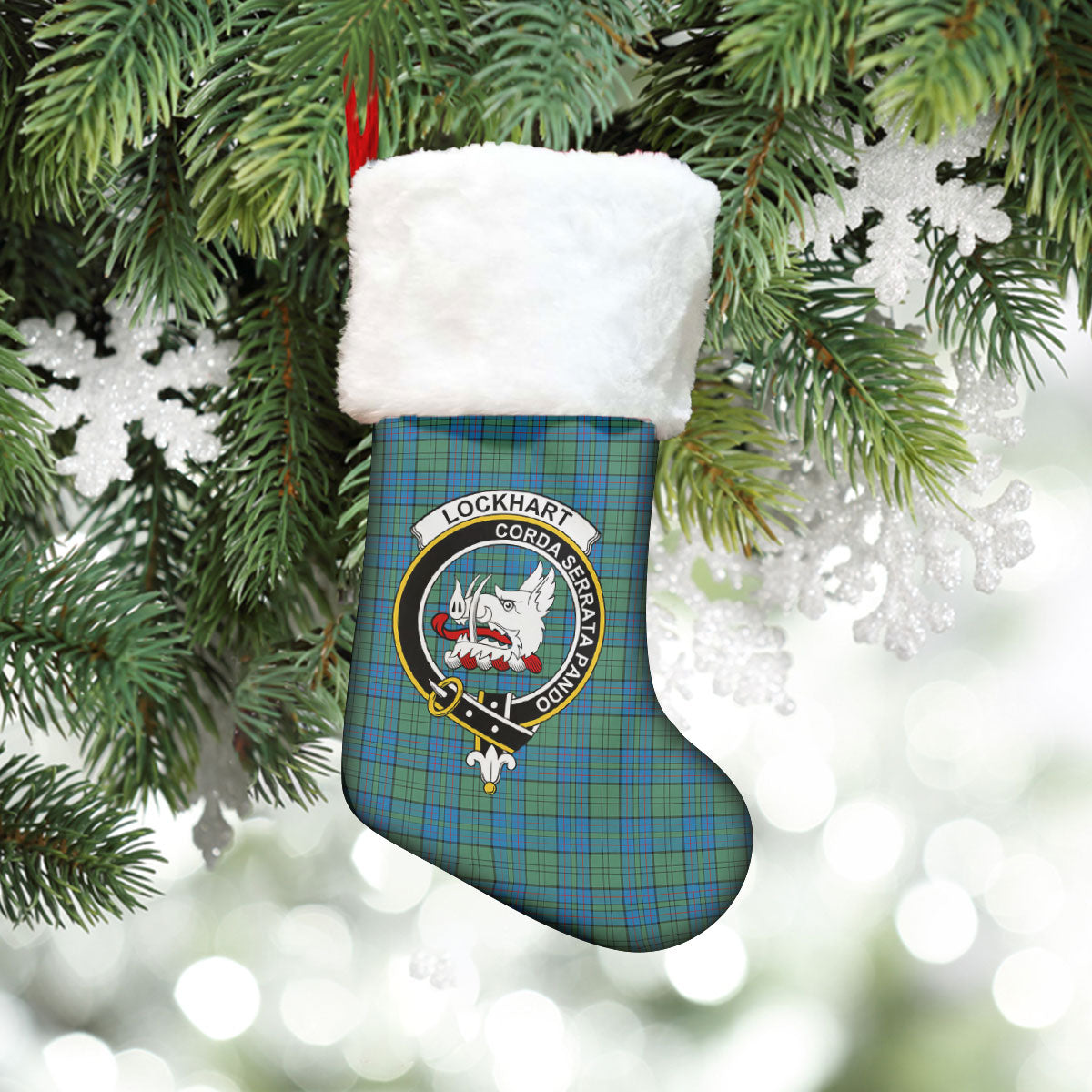 Clan Lockhart Tartan Crest Christmas Stocking HZ13 Lockhart Tartan Tartan Stocking   