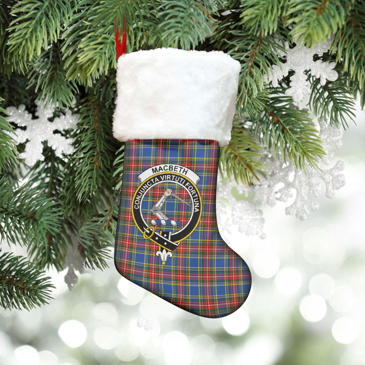 Clan MacBeth Modern Tartan Crest Christmas Stocking QM81 MacBeth Modern Tartan Tartan Stocking   