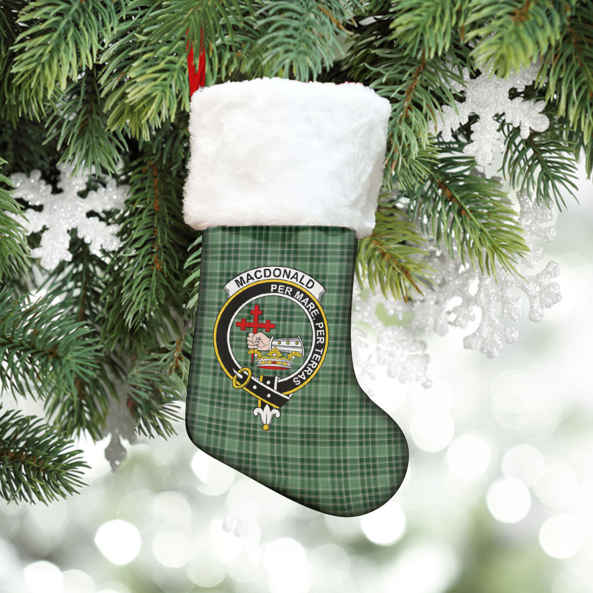 Clan MacDonald Lord of the Isles Hunting Tartan Crest Christmas Stocking XQ56 MacDonald Lord of the Isles Hunting Tartan Tartan Stocking   