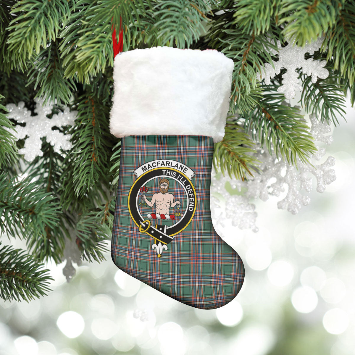 Clan MacFarlane Hunting Ancient Tartan Crest Christmas Stocking RQ70 MacFarlane Hunting Ancient Tartan Tartan Stocking   