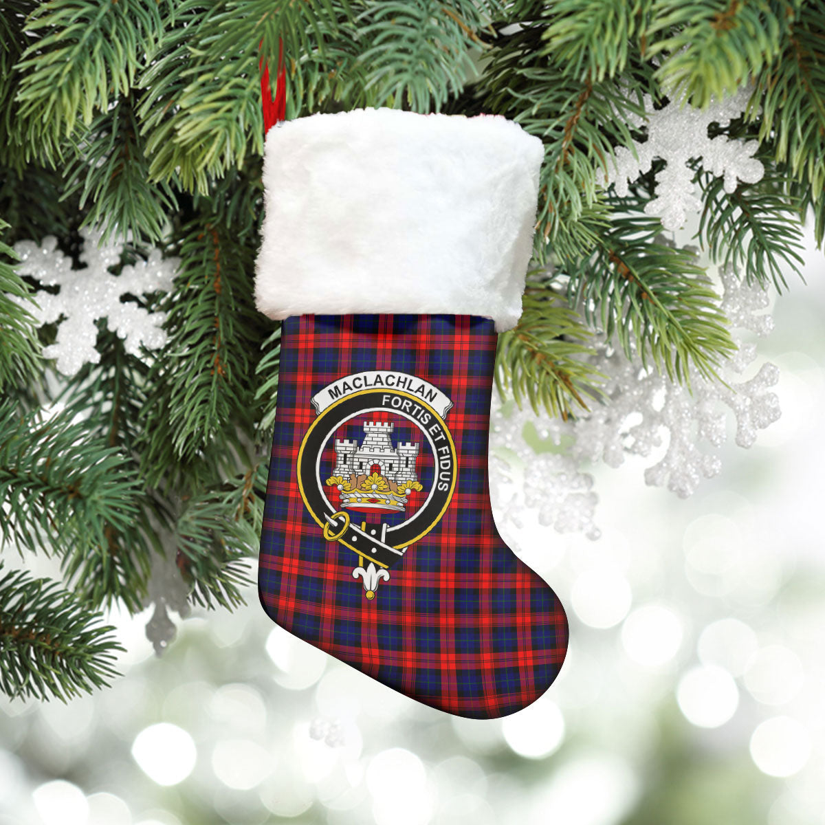 Clan MacLachlan Modern Tartan Crest Christmas Stocking FA35 MacLachlan Modern Tartan Tartan Stocking   