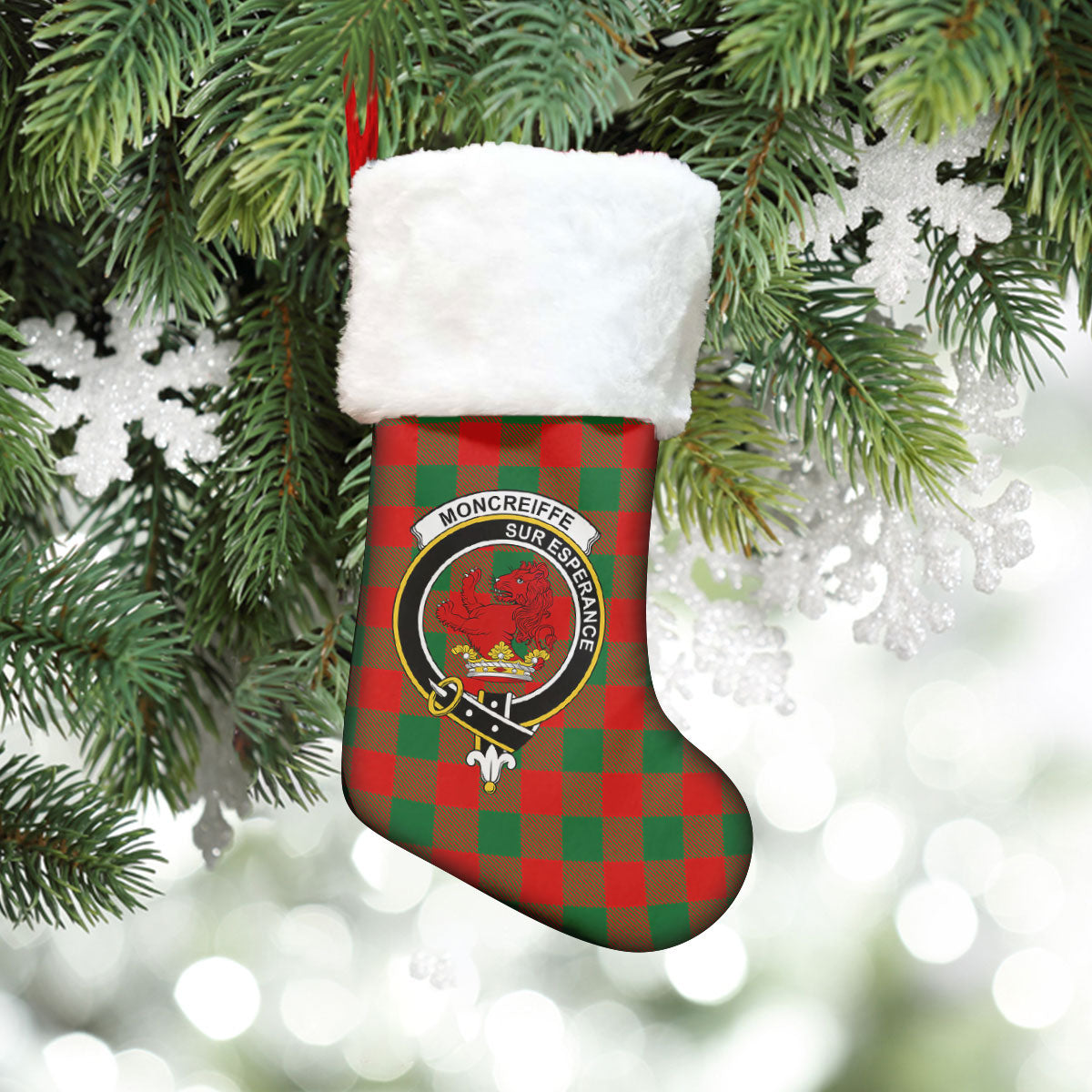 Clan Moncreiffe (or Moncreiff) Tartan Crest Christmas Stocking PZ67 Moncreiffe (or Moncreiff) Tartan Tartan Stocking   