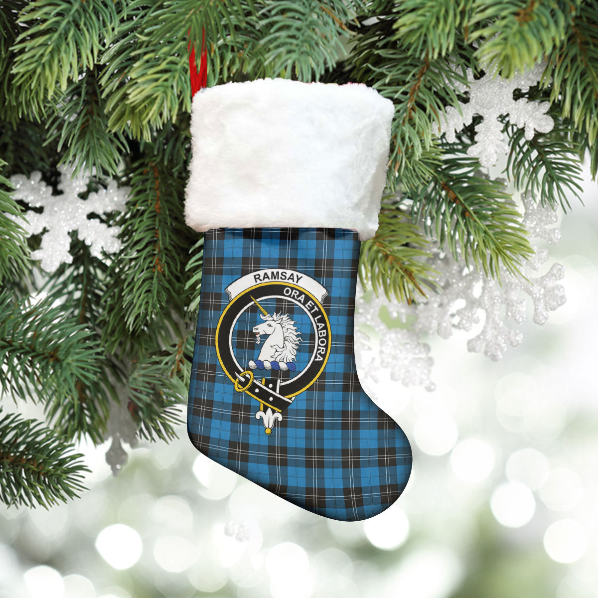 Clan Ramsay Blue Ancient Tartan Crest Christmas Stocking DN64 Ramsay Blue Ancient Tartan Tartan Stocking   