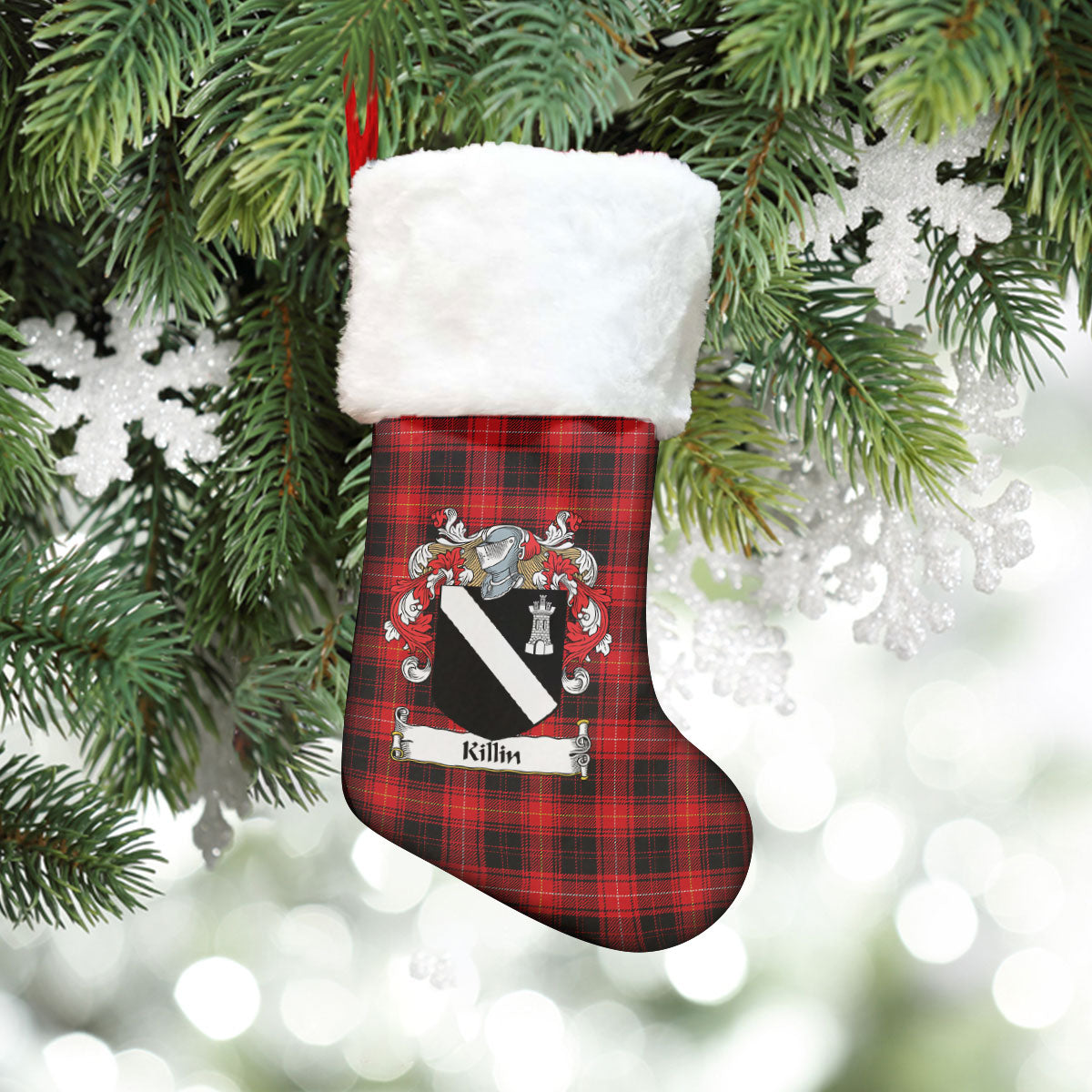 Clan Killin Tartan Crest Christmas Stocking SW83 Killin Tartan Tartan Stocking   