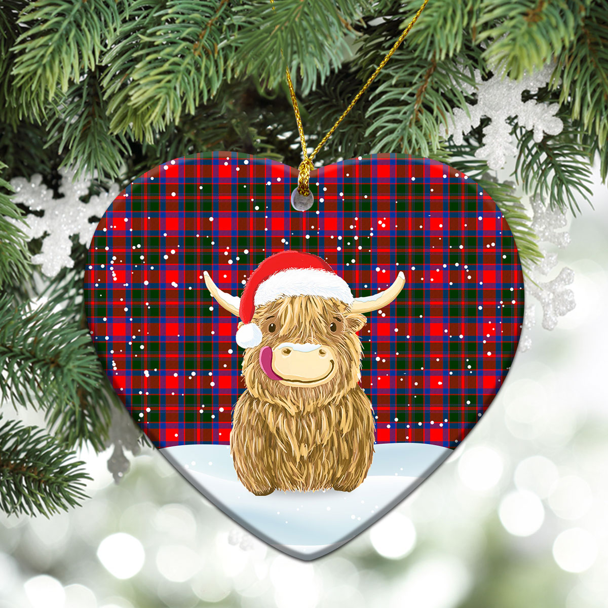 Clan Carrick District Tartan Christmas Ceramic Ornament Highland Cows Style JZ23 Carrick District Tartan Tartan Ornament   