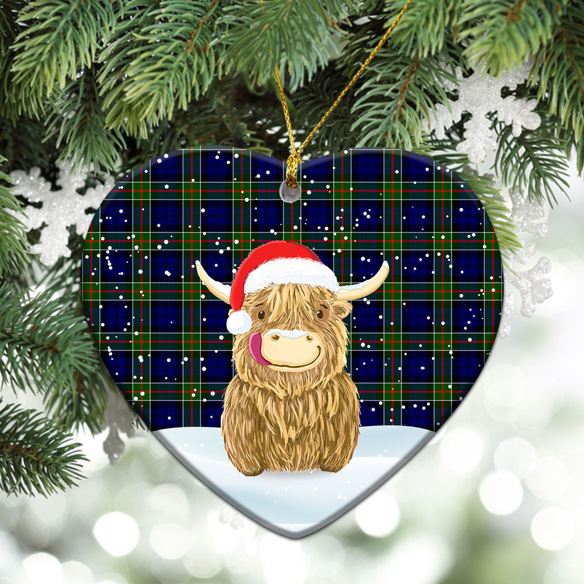 Clan Colquhoun Modern Tartan Christmas Ceramic Ornament Highland Cows Style WP37 Colquhoun Modern Tartan Tartan Ornament   