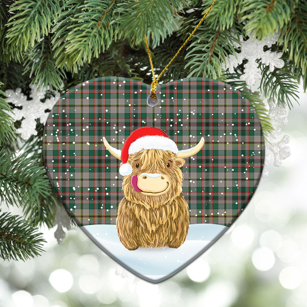 Clan Craig Ancient Tartan Christmas Ceramic Ornament Highland Cows Style IQ92 Craig Ancient Tartan Tartan Ornament   