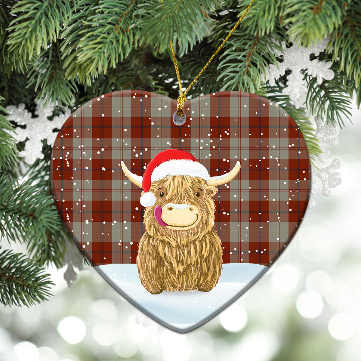 Clan Davidson Dress Dancers Tartan Christmas Ceramic Ornament Highland Cows Style MK39 Davidson Dress Dancers Tartan Tartan Ornament   