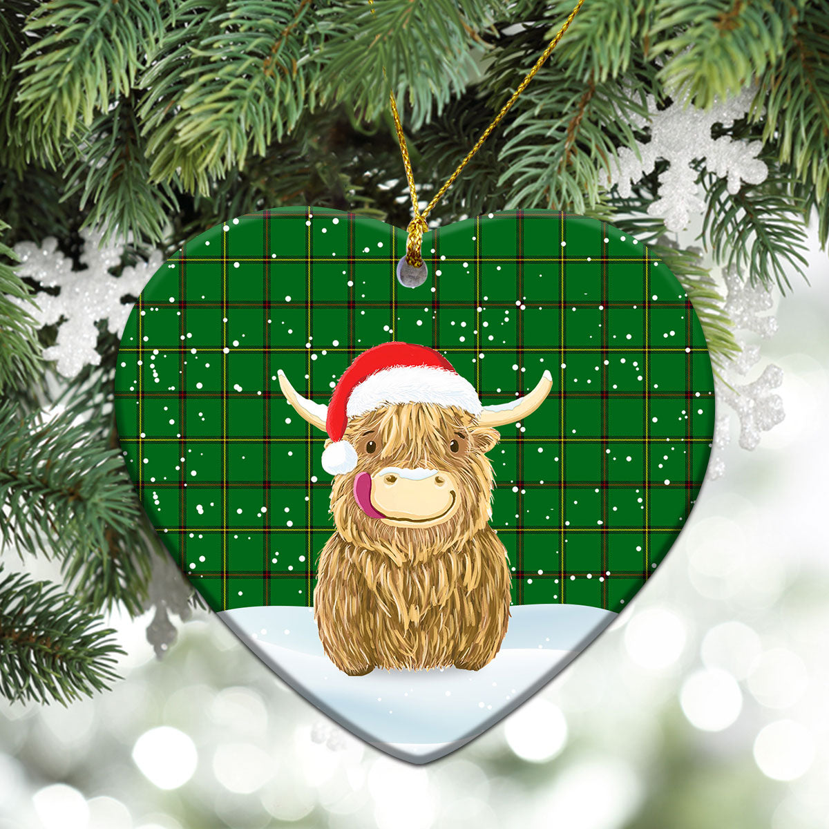 Clan Don Tartan Christmas Ceramic Ornament Highland Cows Style NG64 Don Tartan Tartan Ornament   