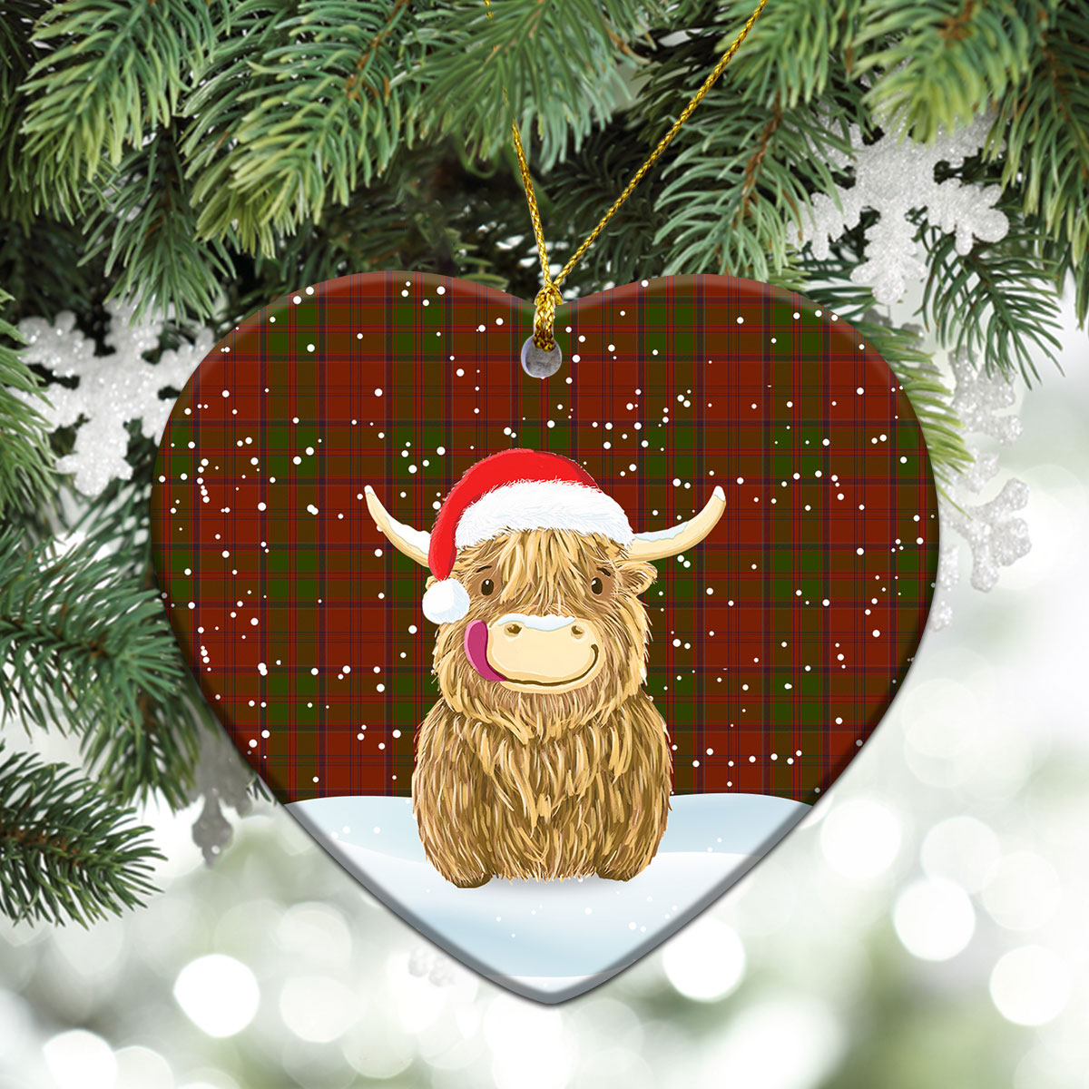 Clan Drummond Tartan Christmas Ceramic Ornament Highland Cows Style WS81 Drummond Tartan Tartan Ornament   