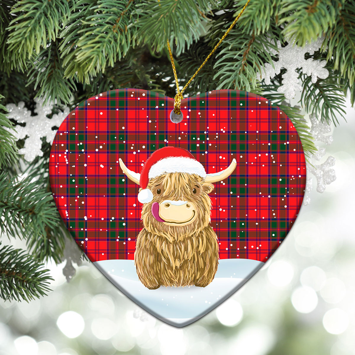 Clan Drummond Modern Tartan Christmas Ceramic Ornament Highland Cows Style DF64 Drummond Modern Tartan Tartan Ornament   