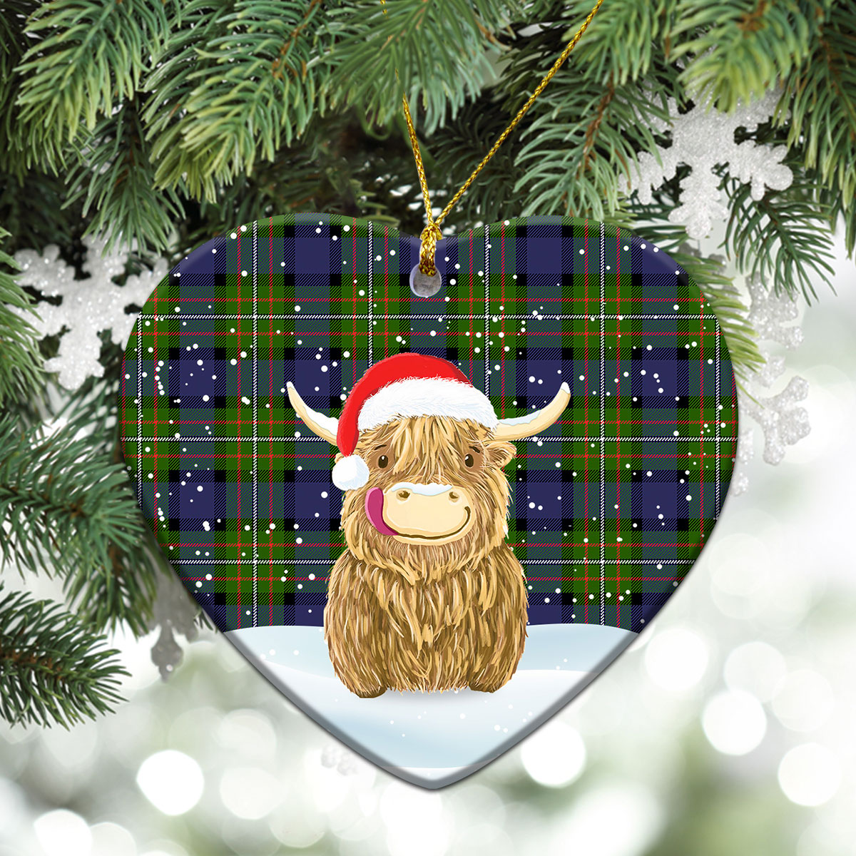 Clan Fergusson Modern Tartan Christmas Ceramic Ornament Highland Cows Style FT26 Fergusson Modern Tartan Tartan Ornament   