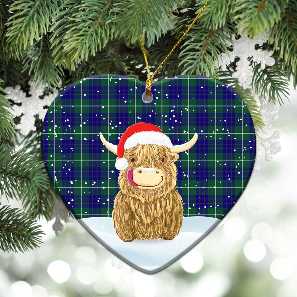 Clan Hamilton Hunting Modern Tartan Christmas Ceramic Ornament Highland Cows Style ME66 Hamilton Hunting Modern Tartan Tartan Ornament   