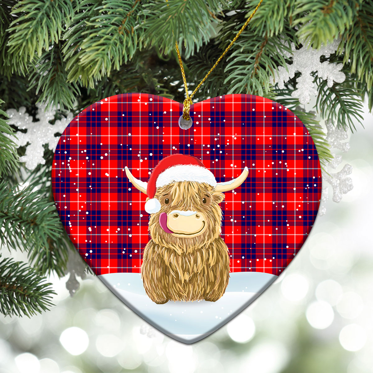 Clan Hamilton Modern Tartan Christmas Ceramic Ornament Highland Cows Style SY57 Hamilton Modern Tartan Tartan Ornament   