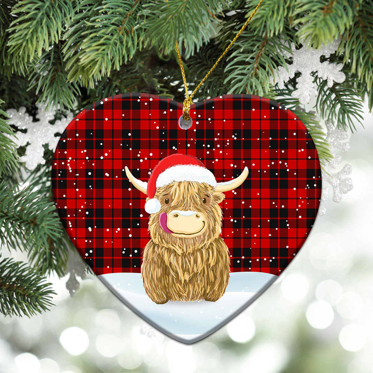 Clan Hogg Tartan Christmas Ceramic Ornament Highland Cows Style LS21 Hogg Tartan Tartan Ornament   