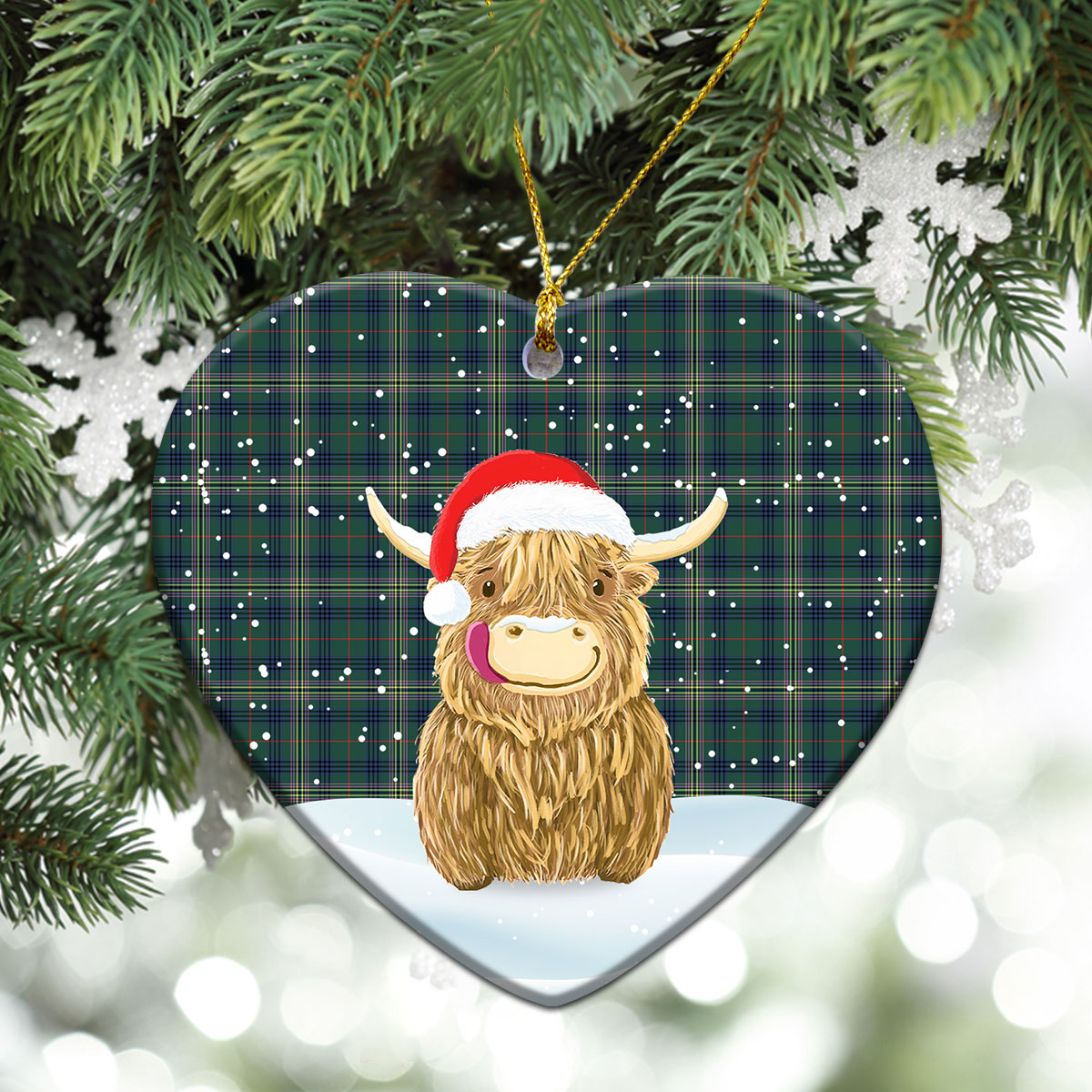 Clan Kennedy Modern Tartan Christmas Ceramic Ornament Highland Cows Style OK73 Kennedy Modern Tartan Tartan Ornament   