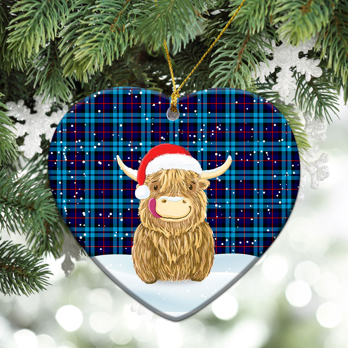 Clan MacCorquodale Tartan Christmas Ceramic Ornament Highland Cows Style XN76 MacCorquodale Tartan Tartan Ornament   