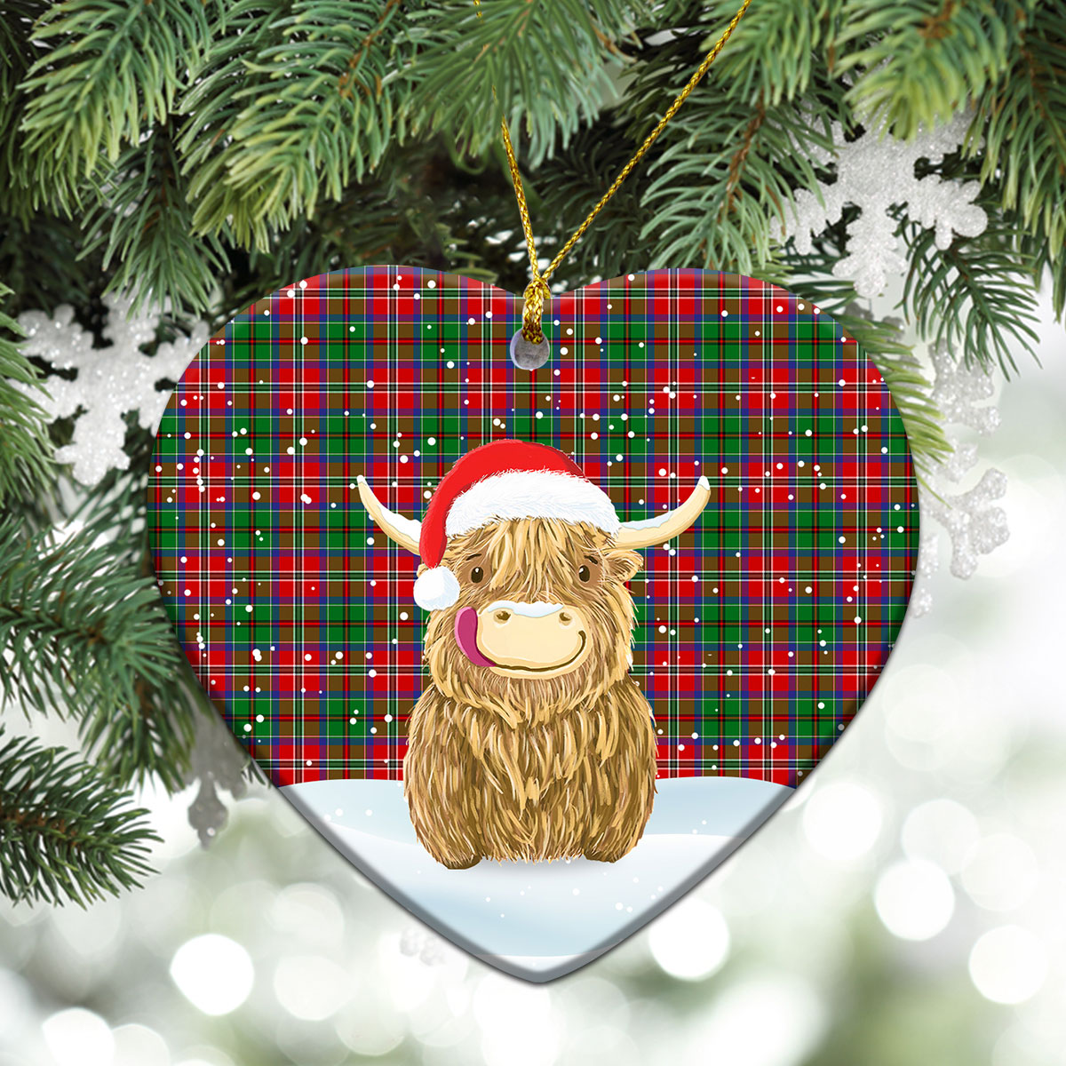 Clan MacCulloch (McCulloch) Tartan Christmas Ceramic Ornament Highland Cows Style DM94 MacCulloch (McCulloch) Tartan Tartan Ornament   