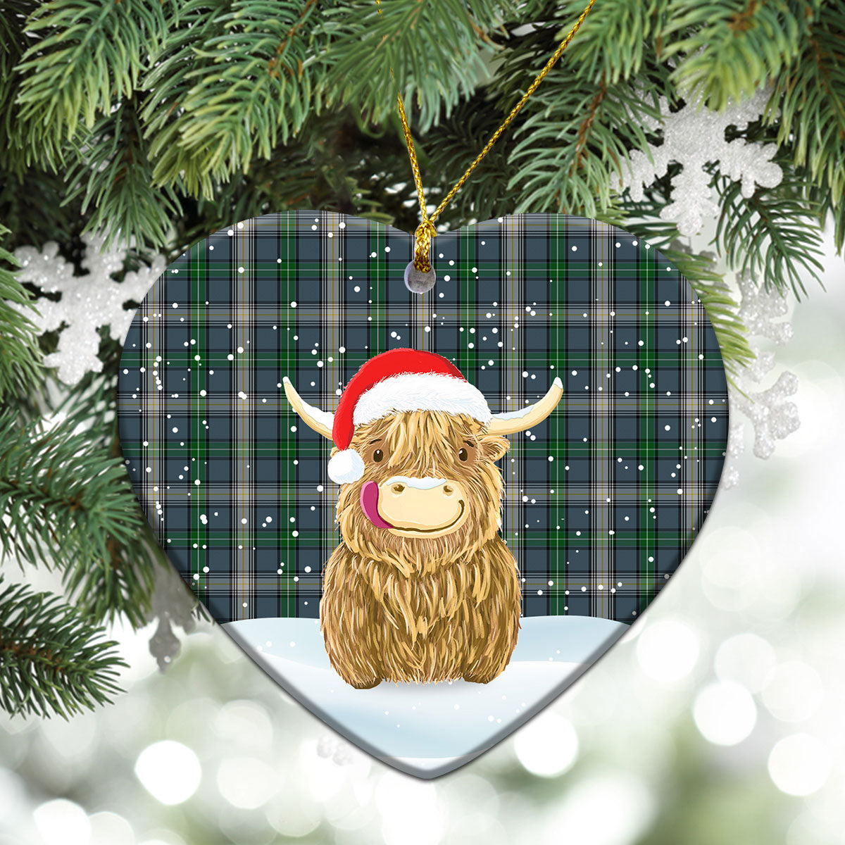 Clan MacDowall Tartan Christmas Ceramic Ornament Highland Cows Style JC61 MacDowall Tartan Tartan Ornament   