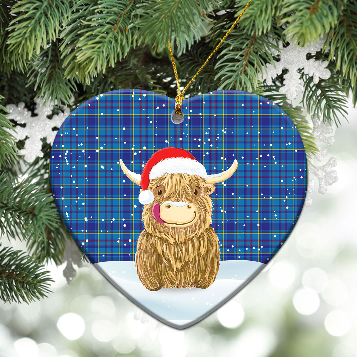 Clan Mercer Modern Tartan Christmas Ceramic Ornament Highland Cows Style AA84 Mercer Modern Tartan Tartan Ornament   