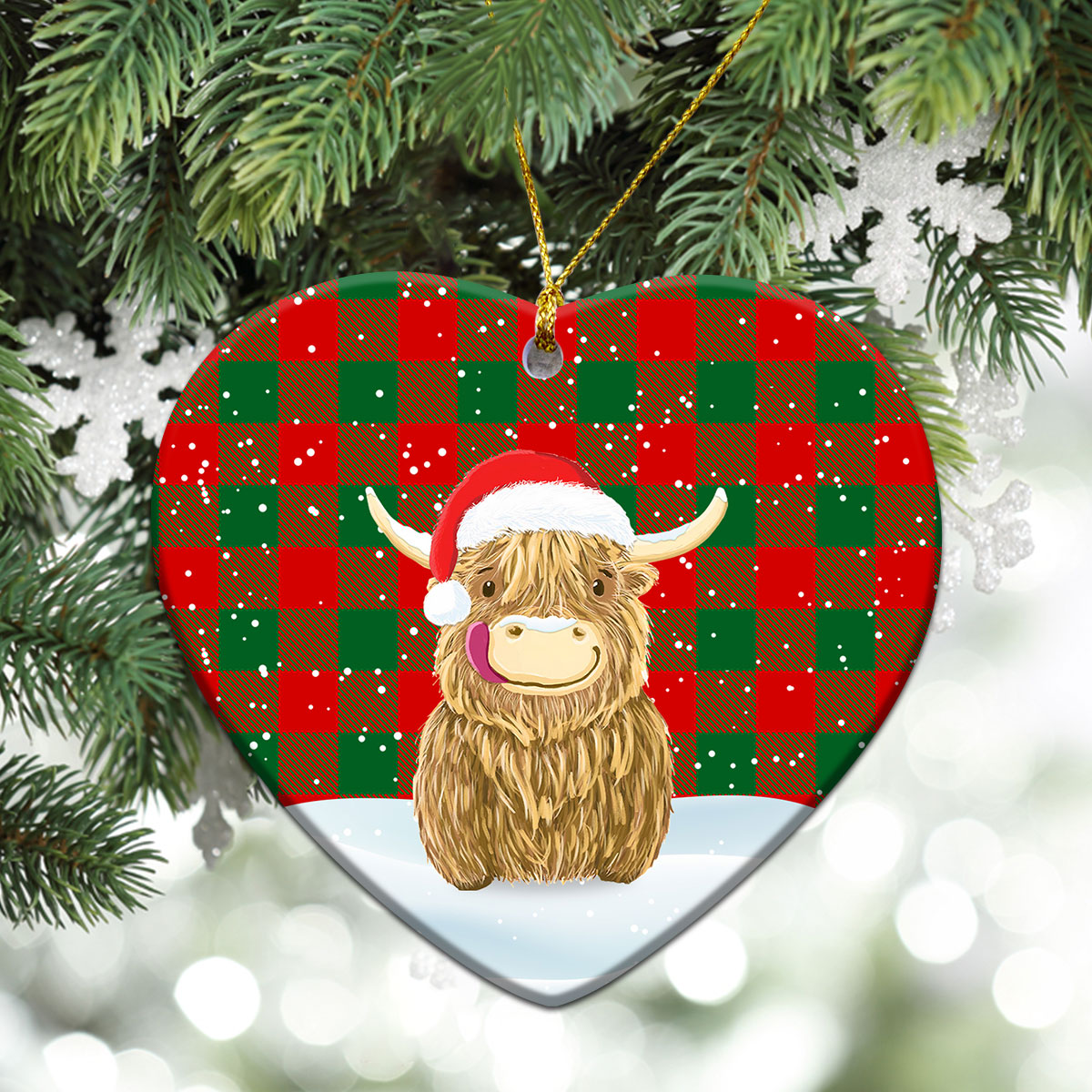 Clan Moncreiffe (or Moncreiff) Tartan Christmas Ceramic Ornament Highland Cows Style BY60 Moncreiffe (or Moncreiff) Tartan Tartan Ornament   