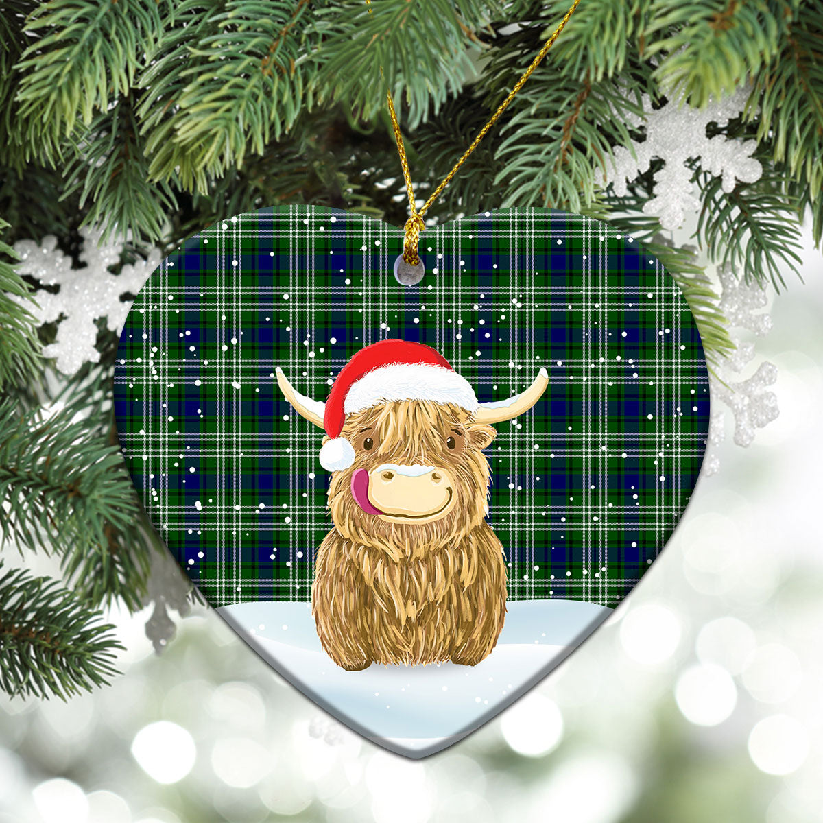 Clan Mow Tartan Christmas Ceramic Ornament Highland Cows Style PO30 Mow Tartan Tartan Ornament   