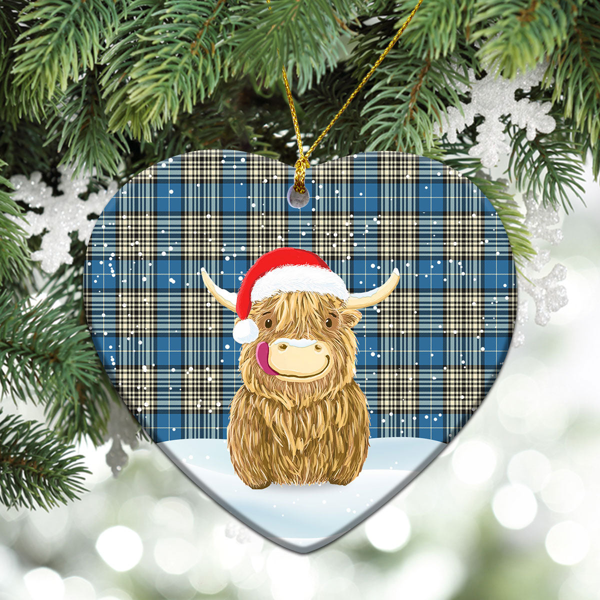 Clan Napier Ancient Tartan Christmas Ceramic Ornament Highland Cows Style LZ35 Napier Ancient Tartan Tartan Ornament   