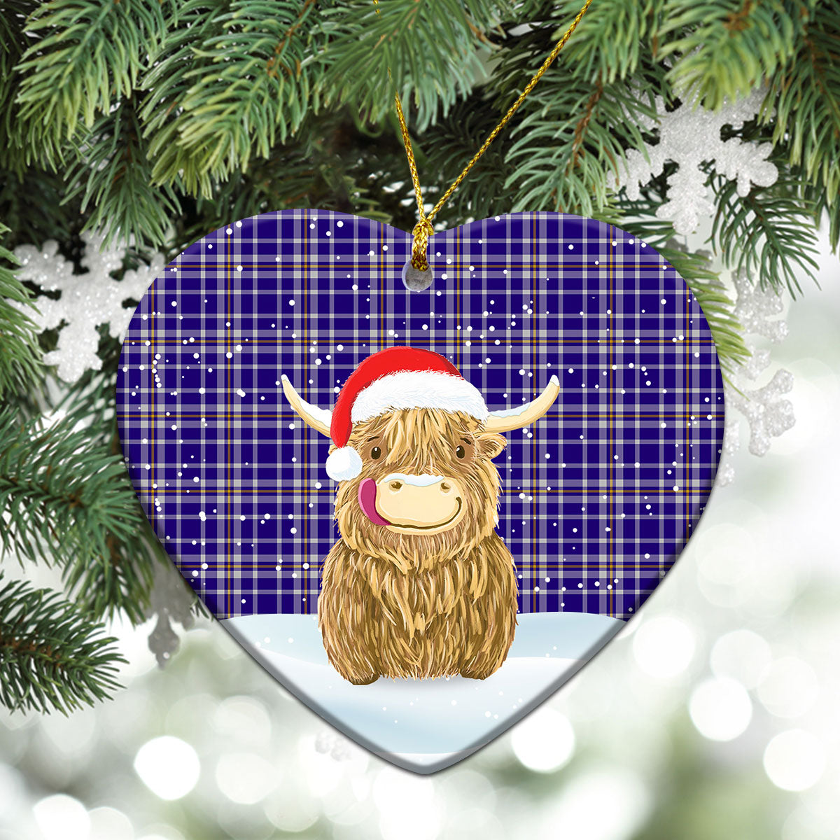 Clan Ochterlony Tartan Christmas Ceramic Ornament Highland Cows Style II41 Ochterlony Tartan Tartan Ornament   